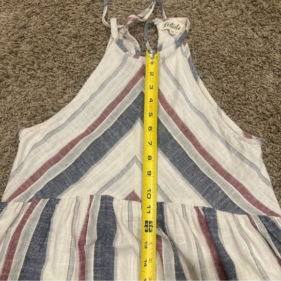 Listicle chevron striped midi high neck 100% Cotton Summer Halter style pockets - Picture 10 of 15